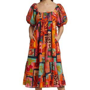 NWT TROPICAL COLLAGE MIDI DRESS XL